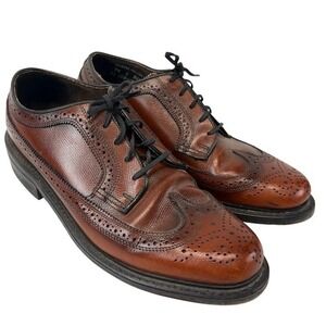Stafford Men's Size 9.5D Brown Leather Wingtip Brogue Oxford Dress Shoes USA‎